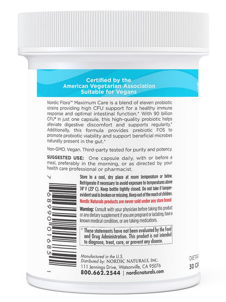 Nordic Naturals, Nordic® Flora Probiotic Maximum Care, 30 Capsules