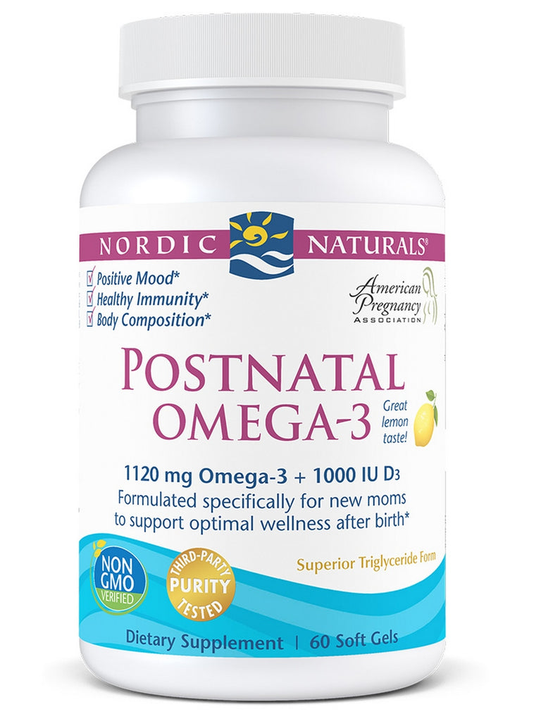 Nordic Naturals, Postnatal Omega-3, Lemon, 60 Soft Gels