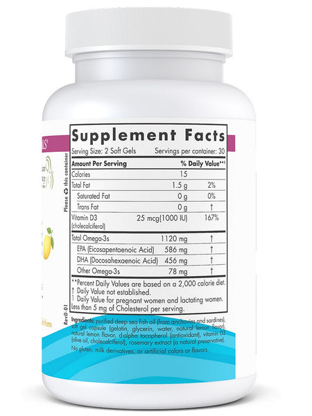 Nordic Naturals, Postnatal Omega-3, Lemon, 60 Soft Gels