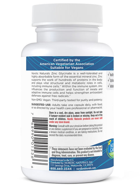 Nordic Naturals, Zinc Glycinate, 60 Capsules