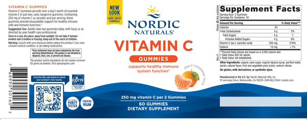 Nordic Naturals, Vitamin C Gummies, Tangerine, 60 Gummies