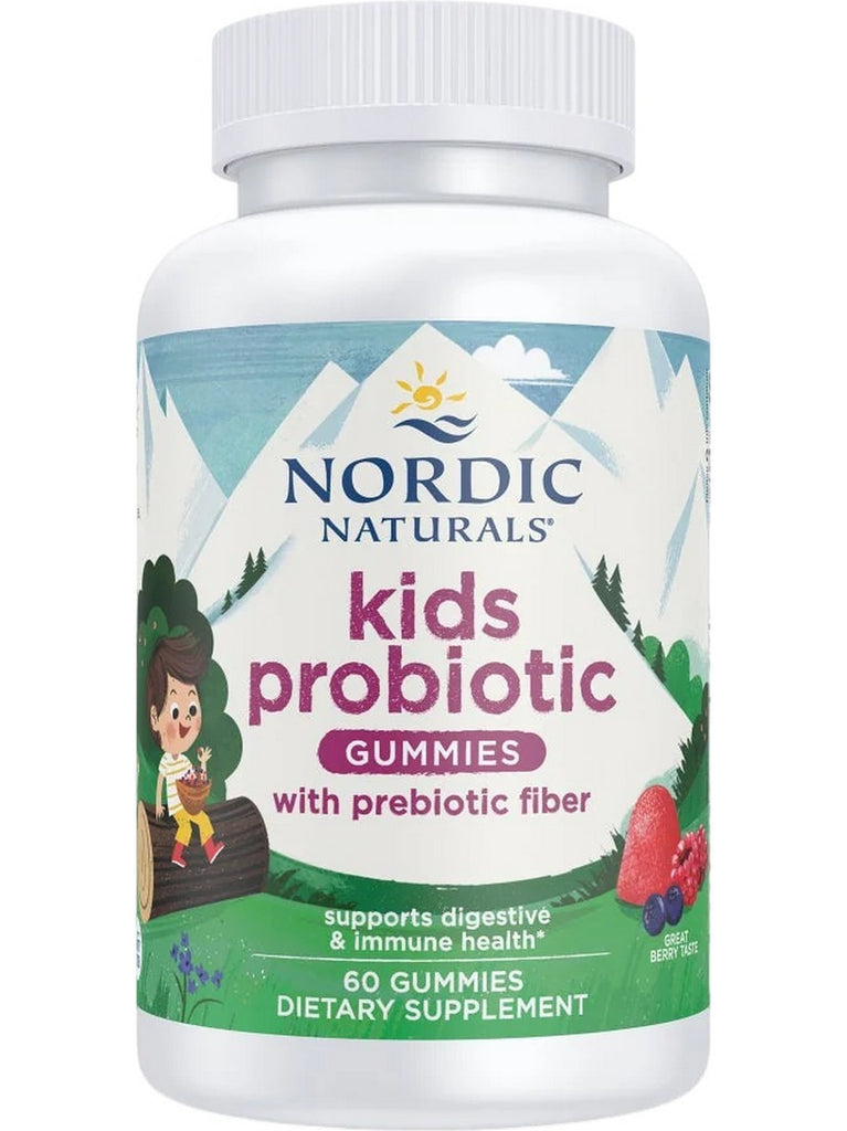 Nordic Naturals, Kids Probiotic Gummies with Prebiotic Fiber, Berry, 60 Gummies