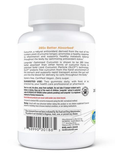 Nordic Naturals, Zero Sugar Curcumin Gummies, Mango, 60 Gummies