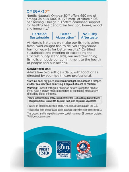 Nordic Naturals, Omega-3D, 120 Soft Gels