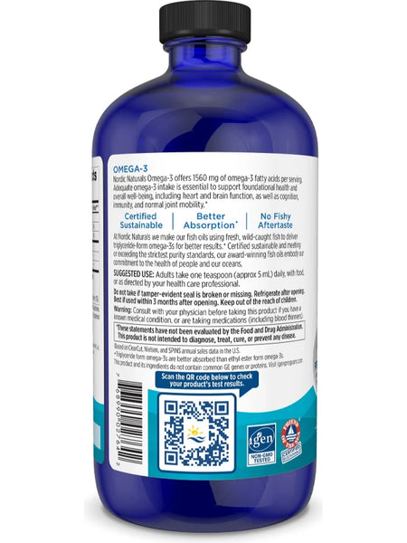 Nordic Naturals, Omega 3 Oil, Lemon, 16 Fluid Ounces