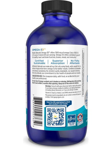 Nordic Naturals, Omega 3D Oil, Lemon, 8 Fluid Ounces