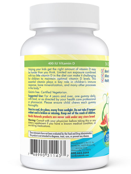 Nordic Naturals, Vitamin D3 Gummies KIDS, Wild Watermelon Splash, 60 Gummies