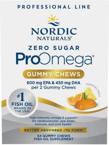 Nordic Naturals, Zero Sugar ProOmega, Tropical Fruit, 54 Gummy Chews