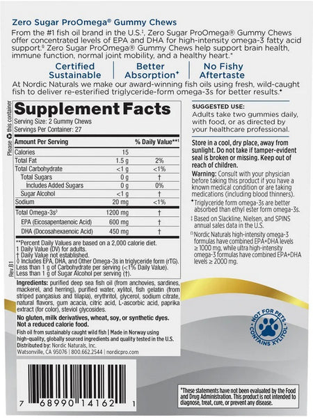 Nordic Naturals, Zero Sugar ProOmega, Tropical Fruit, 54 Gummy Chews