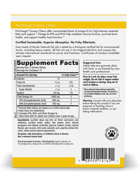 Nordic Naturals, ProOmega Gummy Chews, Tropical Fruit, 54 Gummies