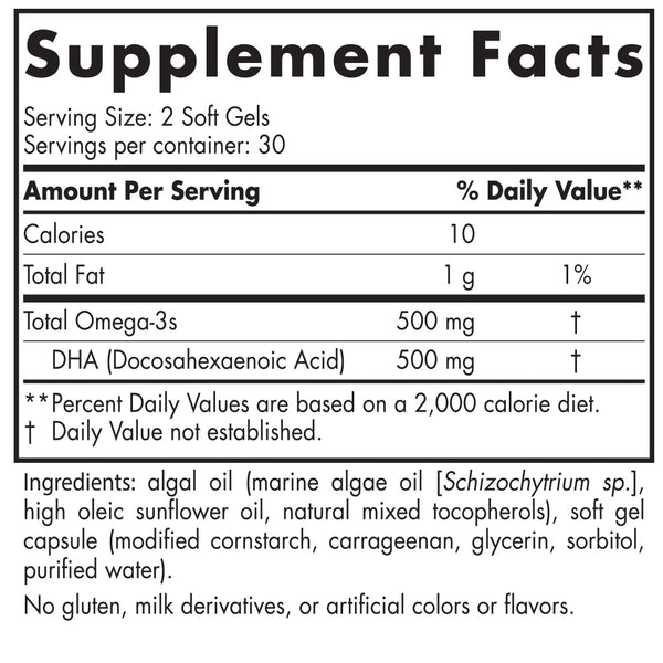 Nordic Naturals, Algae DHA, 60 Soft Gels
