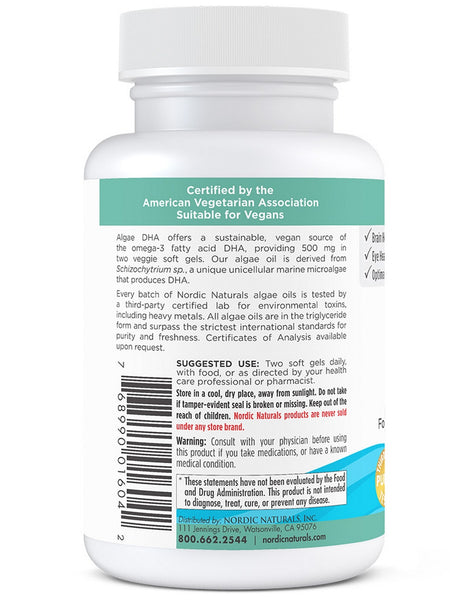 Nordic Naturals, Algae DHA, 60 Soft Gels