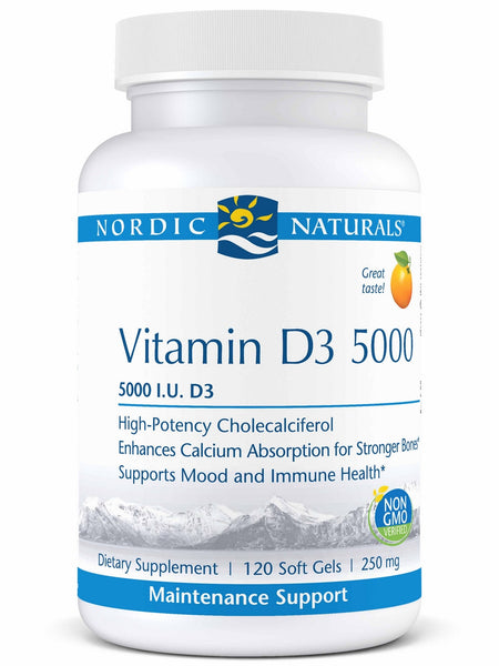 Nordic Naturals, Vitamin D3 5000, Orange, 120 Soft Gels