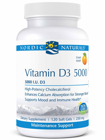 Nordic Naturals, Vitamin D3 5000, Orange, 120 Soft Gels