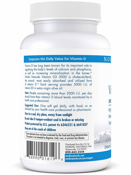 Nordic Naturals, Vitamin D3 5000, Orange, 120 Soft Gels