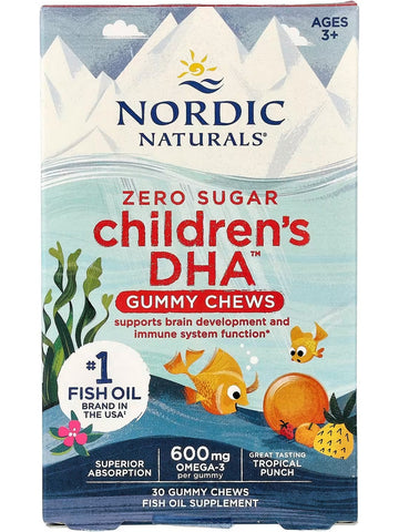 Nordic Naturals, Children's DHA, Zero Sugar, Ages 3+, Tropical Punch, 30 Gummy Chews