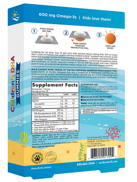 Nordic Naturals, Children's DHA™ Gummies, Tropical Punch, 30 Gummies