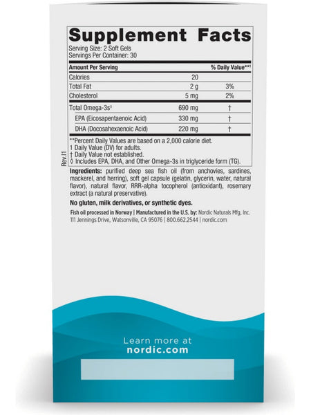 Nordic Naturals, Omega-3, 60 Soft Gels