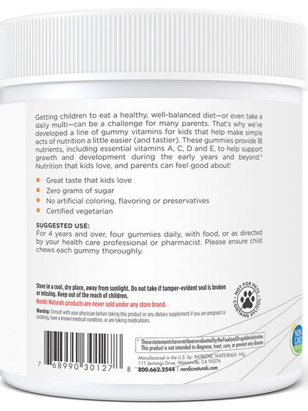 Nordic Naturals, Zero Sugar Kids Multi Gummies, Orange Lemon, 120 Gummies