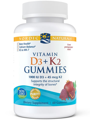 Nordic Naturals, Vitamin D3+K2 Gummies, Pomegranate, 60 Gummies