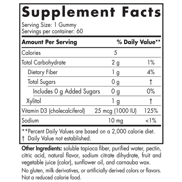 Nordic Naturals, Zero Sugar Vitamin D3 Gummies, Wild Berry, 60 Gummies