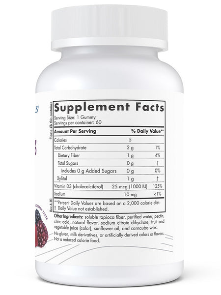 Nordic Naturals, Zero Sugar Vitamin D3 Gummies, Wild Berry, 60 Gummies