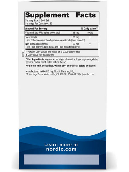 Nordic Naturals, Vitamin E Complex, 30 Soft Gels