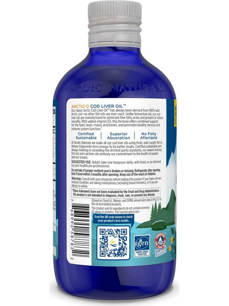Nordic Naturals, Arctic-D Cod Liver Oil, Lemon, 8 fl oz