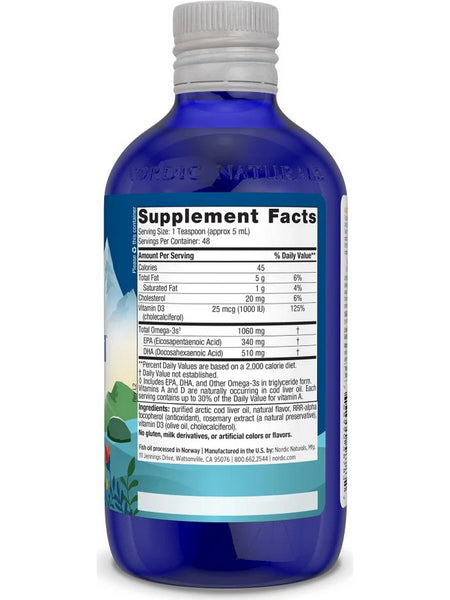 Nordic Naturals, Arctic-D Cod Liver Oil, Lemon, 8 fl oz