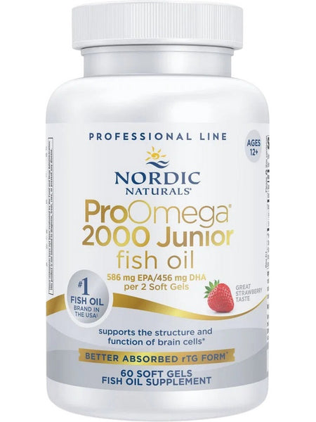 Nordic Naturals, ProOmega 2000 Junior Fish Oil, Strawberry, 60 Soft Gels