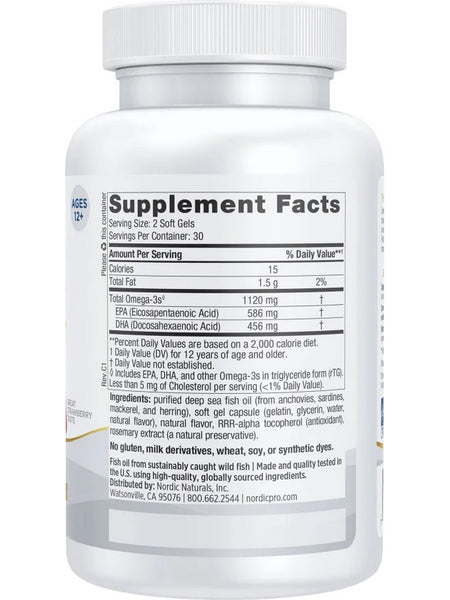 Nordic Naturals, ProOmega 2000 Junior Fish Oil, Strawberry, 60 Soft Gels