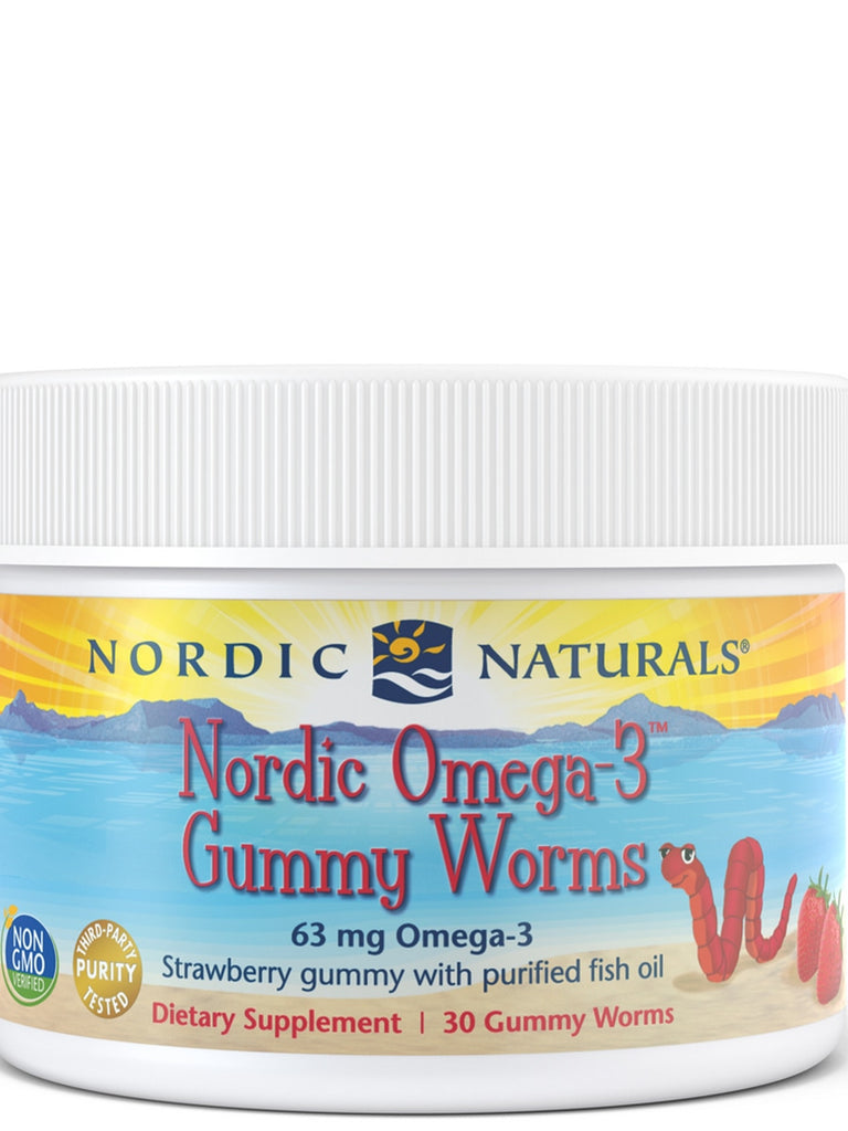 Nordic Naturals, Nordic® Omega-3 Gummy Worms, Strawberry, 30 Gummies