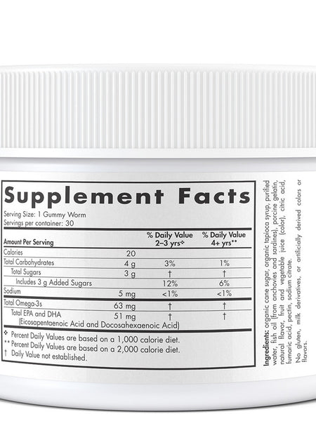 Nordic Naturals, Nordic® Omega-3 Gummy Worms, Strawberry, 30 Gummies