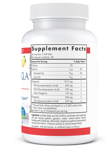 Nordic Naturals, ProEPA™ with Concentrated GLA, Lemon, 60 Soft Gels