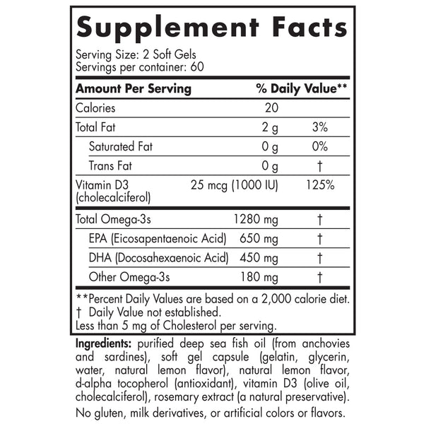Nordic Naturals, ProOmega®-D, Lemon, 120 Soft Gels