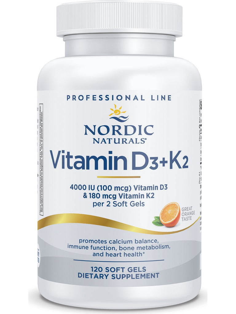 Nordic Naturals, Vitamin D3+K2, Great Orange Taste, 120 Softgels