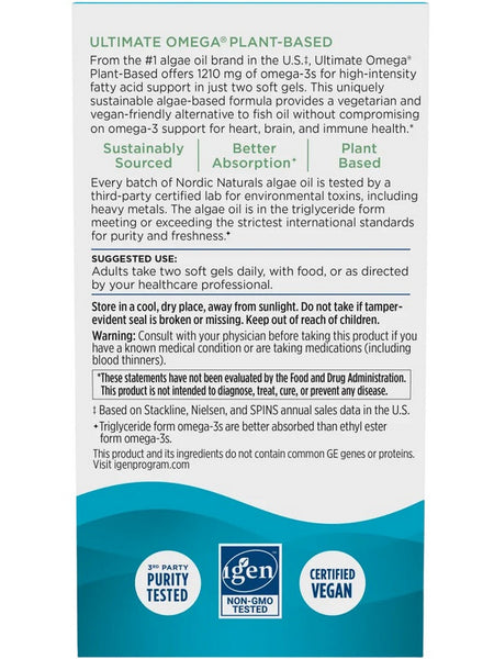 Nordic Naturals, Ultimate Omega Plant-Based, Great Lemon, 60 Soft Gels