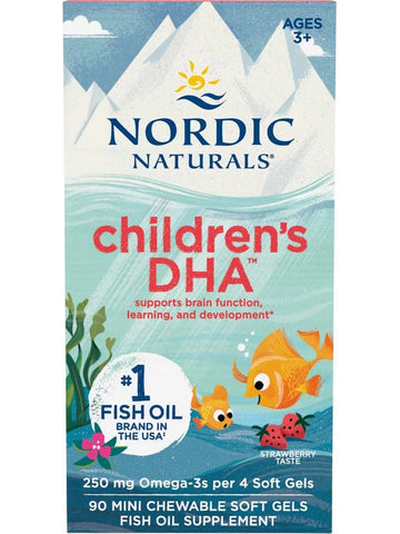 Nordic Naturals, Children's DHA, Ages 3+, Strawberry, 90 Mini Chewable Soft Gels