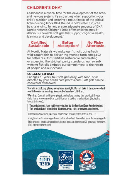 Nordic Naturals, Children's DHA, Ages 3+, Strawberry, 90 Mini Chewable Soft Gels