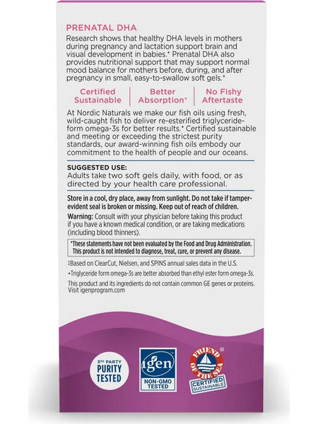 Nordic Naturals, Prenatal DHA, Unflavored, 180 Softgels