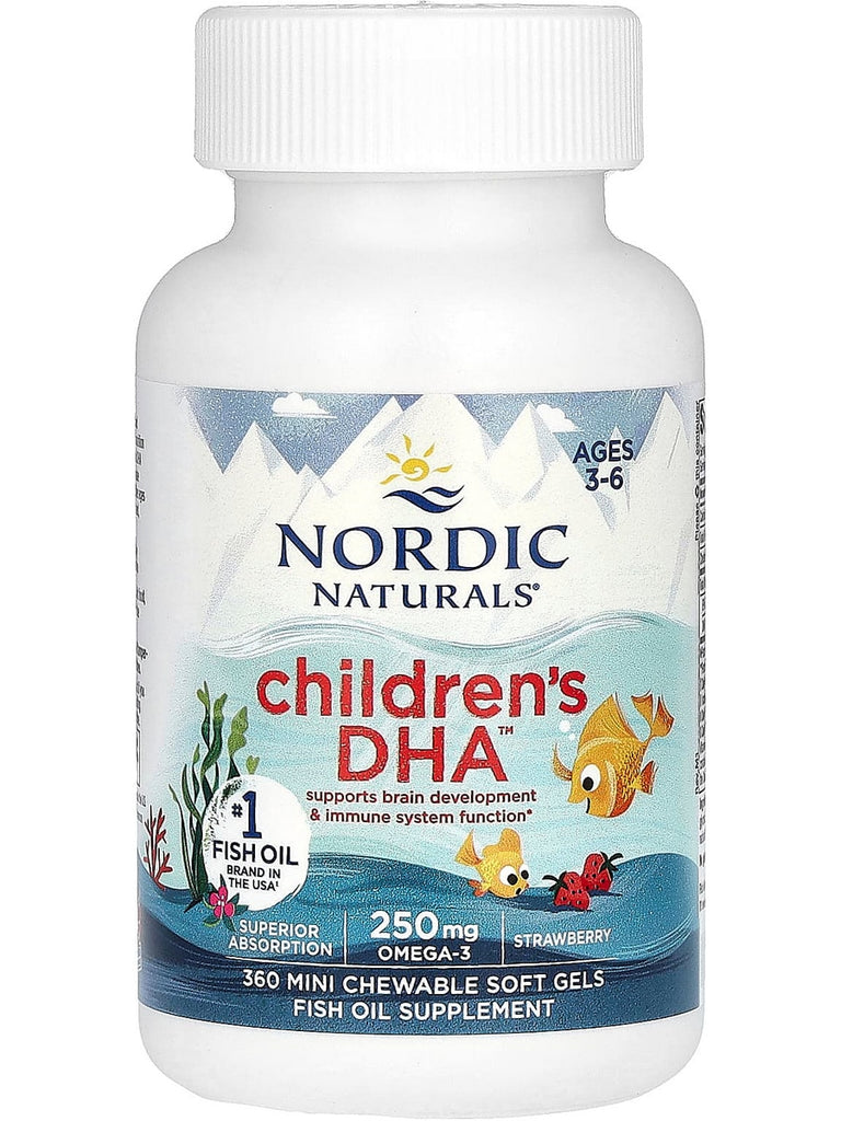 Nordic Naturals, Children's DHA, Ages 3-6, Strawberry, 360 Mini Chewable Soft Gels