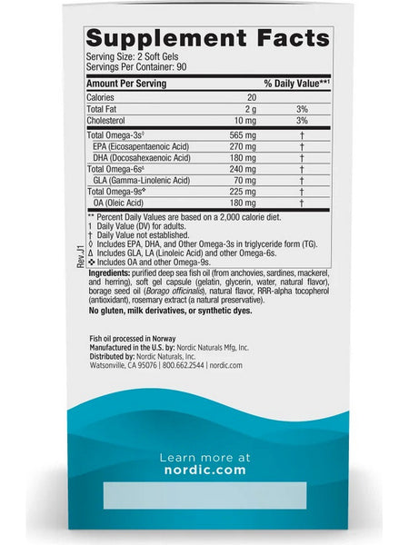 Nordic Naturals, Complete Omega, Lemon, 180 Softgels