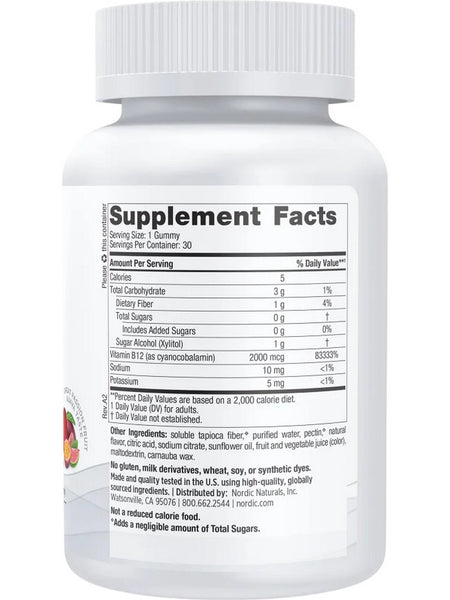 Nordic Naturals, Zero Sugar Vitamin B12 Gummies, Passion Fruit Guava Taste, 30 Gummies