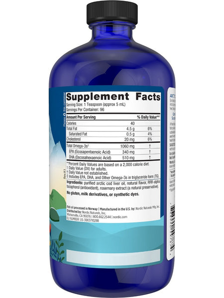 Nordic Naturals, Arctic Cod Liver Oil, Orange, 16 Fluid Ounces