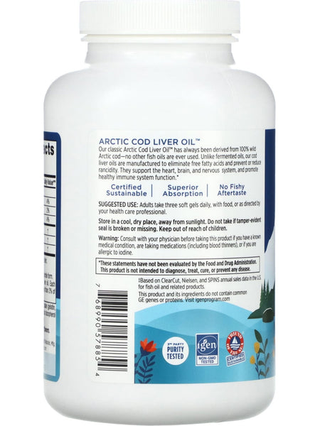 Nordic Naturals, Arctic Cod Liver Oil, Lemon, 180 Soft Gels