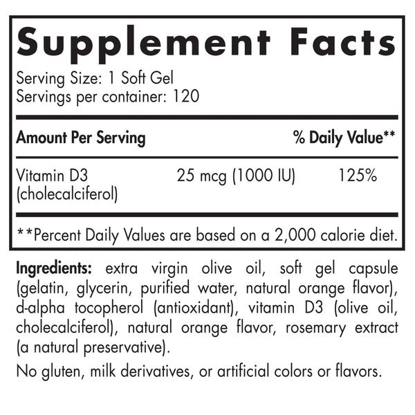 Nordic Naturals, Vitamin D3, Orange, 120 Soft Gels