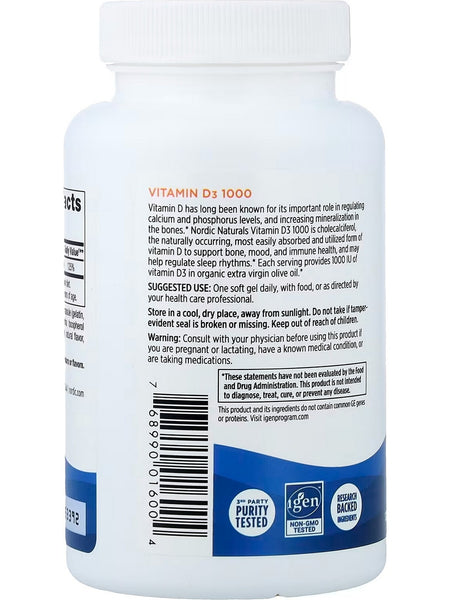 Nordic Naturals, Vitamin D3, 1,000 IU, Orange, 120 Mini Soft Gels