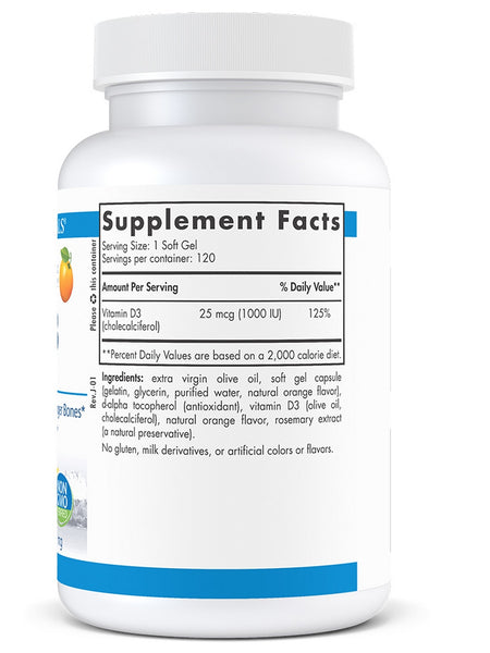 Nordic Naturals, Vitamin D3, Orange, 120 Soft Gels