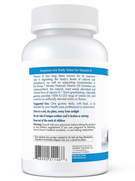 Nordic Naturals, Vitamin D3 Gummies, Wild Berry, 120 Gummies
