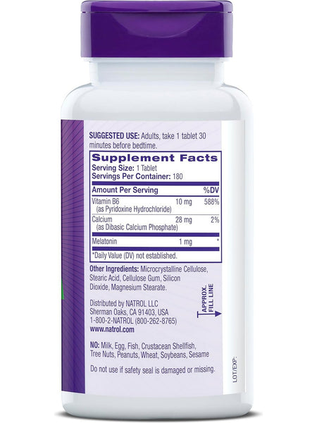 Natrol, Melatonin 1 mg, 180 Tablets